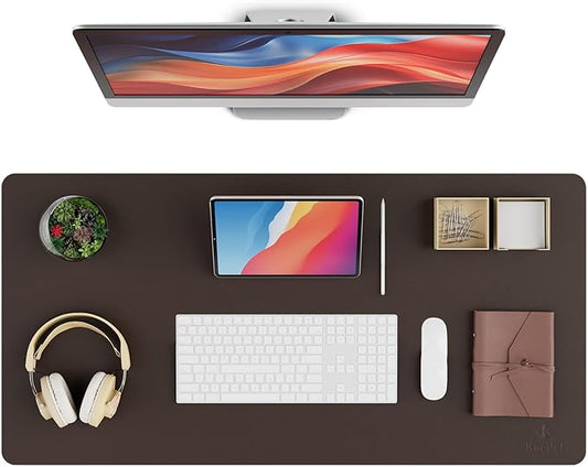 K KNODEL Desk Protector Mat and Pad for Office (Dark Brown, 15.7"x31.5") | Waterproof Desk Mat, Desk Pads and Blotters, Desktop Mat, Desk Protector and Cover, Office Computer, Laptop and Keyboard Mat