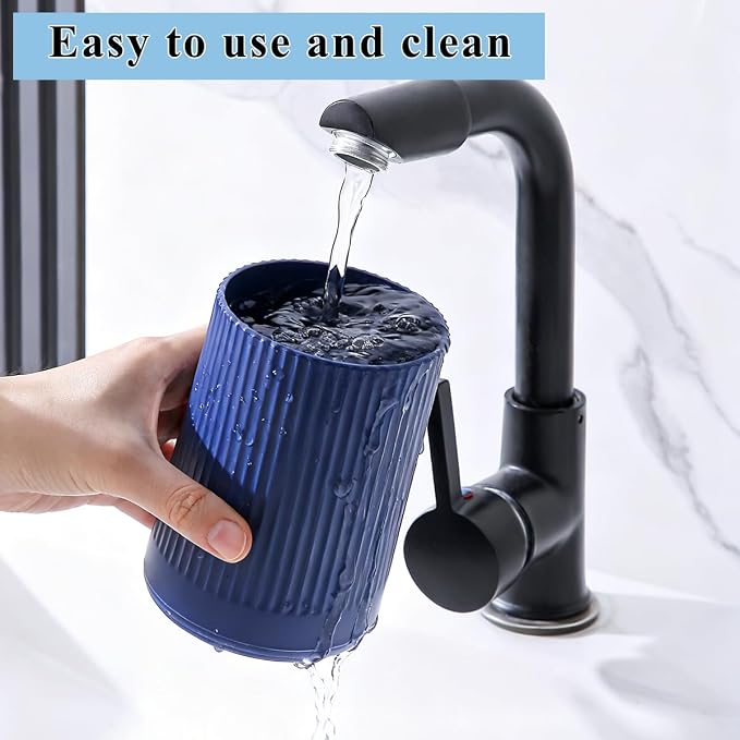 Kyraton Cooking Utensils Holder 2pcs, 360° Rotating Heavy Duty Plastic Kitchen Utensil Holder for Countertop, The Small Utensil Crock for Cutlery Silverware, Tooth Brush, Desk Pencil Pen