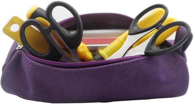 Enyuwlcm Heavy Canvas Stationery Stylish Simple Pencil Bag and Durable Compact Zipper Pencil Case Pouch 1 Pack Purple