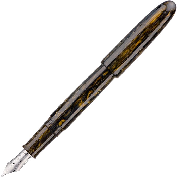 Asvine C80 Fountain Pen #8 Fine Nib Large Handcraft Pen with Converter Pen Case Collection Set (Brown Gold)