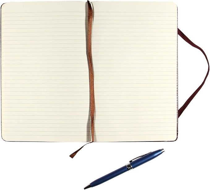 C.R. Gibson MJ5-4792 Brown Bonded Leather Notebook with 240 Ruled Pages, 5" W x 8.25" H