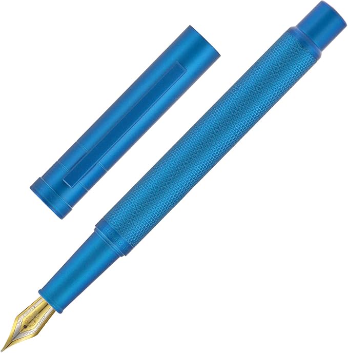 Asvine Blue Forest Fountain Pen Fine Nib, Classic Design with Converter and Metal Pen Case, The Light of Hope Serise