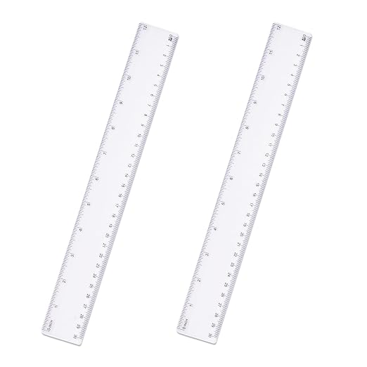 Clear Plastic Ruler, 12 inch Straight Ruler, Transparent Measuring Tools with Inches and Centimeters for School, Home and Office Supplies (2 Pack)