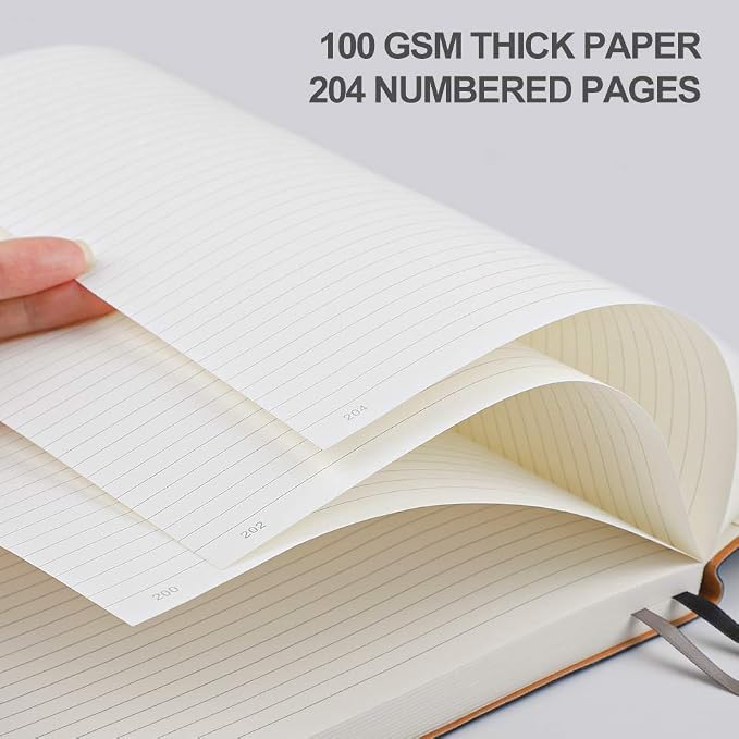 AHGXG Lined Journal Notebook, 408 Numbered Pages, A5 Size (5.7'' x 8.3'') | 2 Pack, for Men & Women, Journaling, Writing, Work & Office, Leather Hardcove (Green Blue)