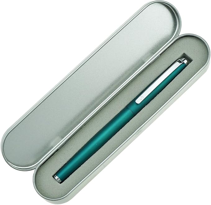 HongDian 525 Green Metal Fountain Pen, Extra Fine Nib Classic Pen, Includes Metal Pen Case and Refillable Converter