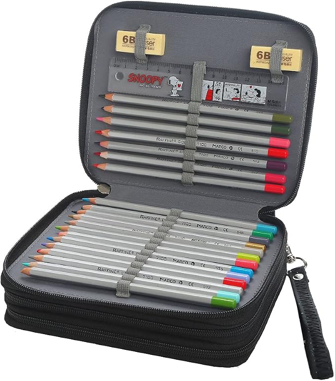 Portable Colored Pencil Case-72 Slots Colored Pencil Case Organizer with Zipper for Watercolor Pens, Pencil Case Organizer for Artist