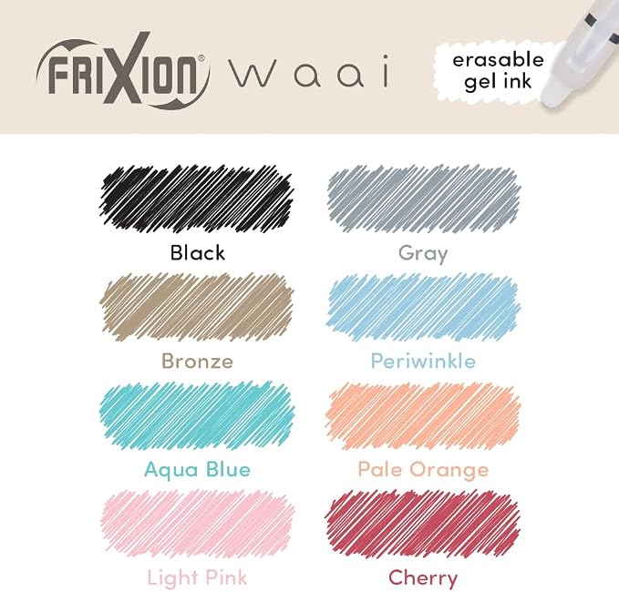 Pilot FriXion Waai Erasable Gel Pens, 8-Pack Pouch, Extra Fine Point 0.5 mm, Assorted Colors, FriXion Erasable Pens - For School, Journaling & Office Writing