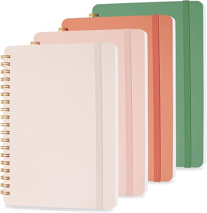 4 PCS Small Spiral Notebook 5x7, Spiral Journal Notebook, Notebooks for Work, Note Taking, School, Small Notebooks 5x7 with Strap, Cute Notebooks for Women 50 Sheets