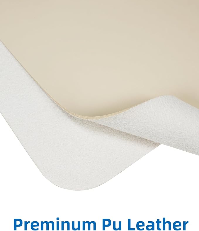 AFIING Leather Desk Pad Protector, Mouse Pad, Office Desk Mat, Non-Slip PU Leather Desk Blotter, Large Desk Mat, Waterproof Keyboard Mat for Office/Home/Decor (Beige, 55" x 17")