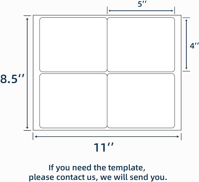 100 Sheets 400 Pcs 4"x5" 4 Up Shipping Address Labels for Laser & Inkjet Printers, Permanent Adhesive 4 per Page Shipping Labels, 4 to a Page Labels, 4 Stickers per Sheet