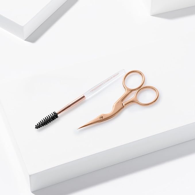 Tweezerman Exclusive Eyebrow Shaping Scissors & Brush Rose Gold
