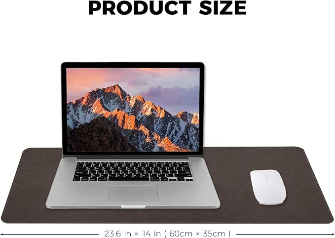 CHEERYGOO Leather Office Desk Pad Protector, Non-Slip PU Leather Desk Blotter, Waterproof Laptop Writing Mouse Pad for Office and Home,23.6"x 13.8" M Dark Coffee