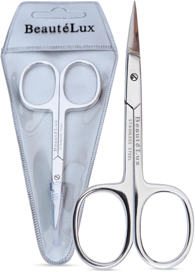 Professional Curved Grooming Scissors – Stainless Steel Precision Scissors for Eyebrow & Cuticle Care (Cuticle - Curved, 3.5'' Inches)