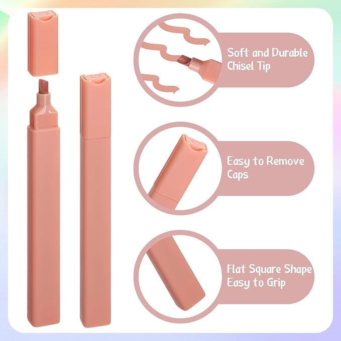 Marspark Highlighters Bulk Chisel Tip Aesthetic No Bleed Cute Color Marker Pens for Journal Planner Notes School Study Office Supplies(120 Pcs,Vintage Colors)
