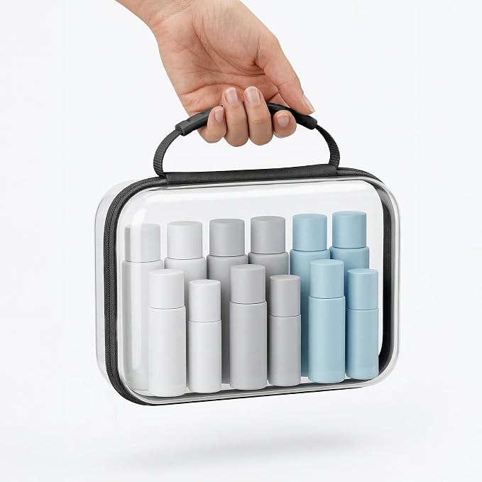 Large Toy Storage Bags with Handle,Clear Hard Shell Zipper Case, 3 Pcs Travel Toiletry Bag,Waterproof toys storage and Organizer Bags for Puzzles,Diapers,Cosmetics,Reusable Organizer Pouch(Black1)
