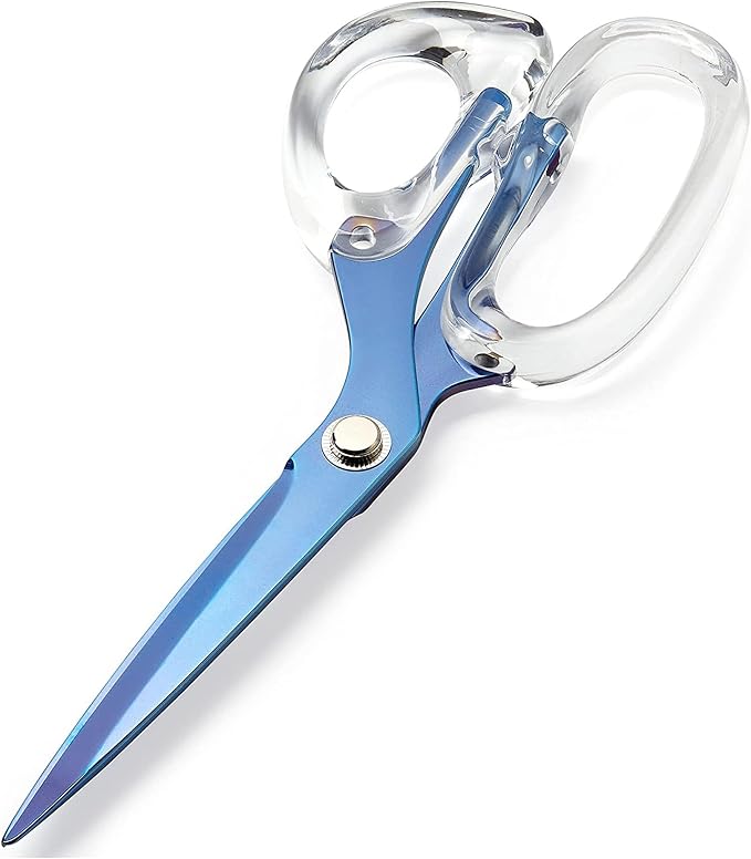 OfficeGoods 9” Stainless Steel Acrylic Scissors for Office and Home - Aesthetic and Sharp All Purpose Scissors, Perfect for Sewing, Arts and Crafts - Sapphire