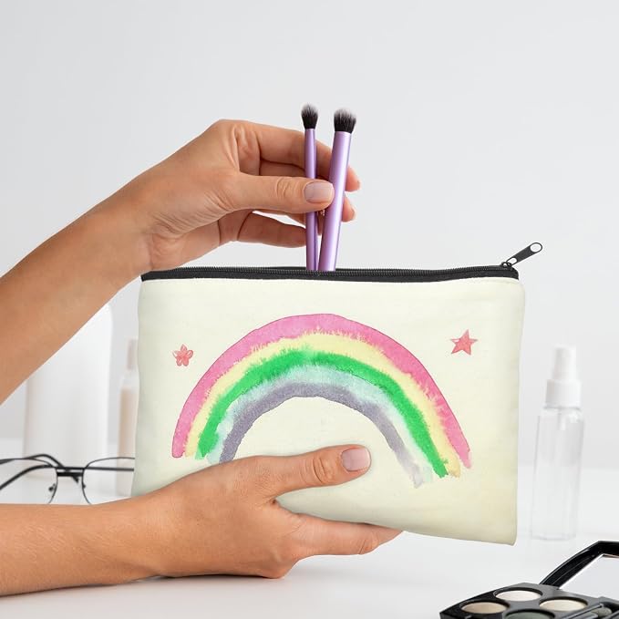 ZeeDix Canvas Zipper Pouch Bulk – 8.3 x 5 Inches Cotton Canvas Pouches with Zipper, Canvas Pencil Pouch, Makeup Bags Bulk for Travel Cosmetic Toiletry, Multipurpose Zipper Pouch for DIY Craft Storage