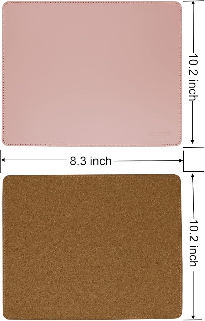 Leather Mouse Pad - Wood Mouse Pads with Stitched Edge,PU Non-Slip Mouse Mat,Double Side Mousepad,Waterproof Gaming Mouse Pad for Desk,Laptop,Office & Home,10.2" x 8.3",1 Pack (Pink)