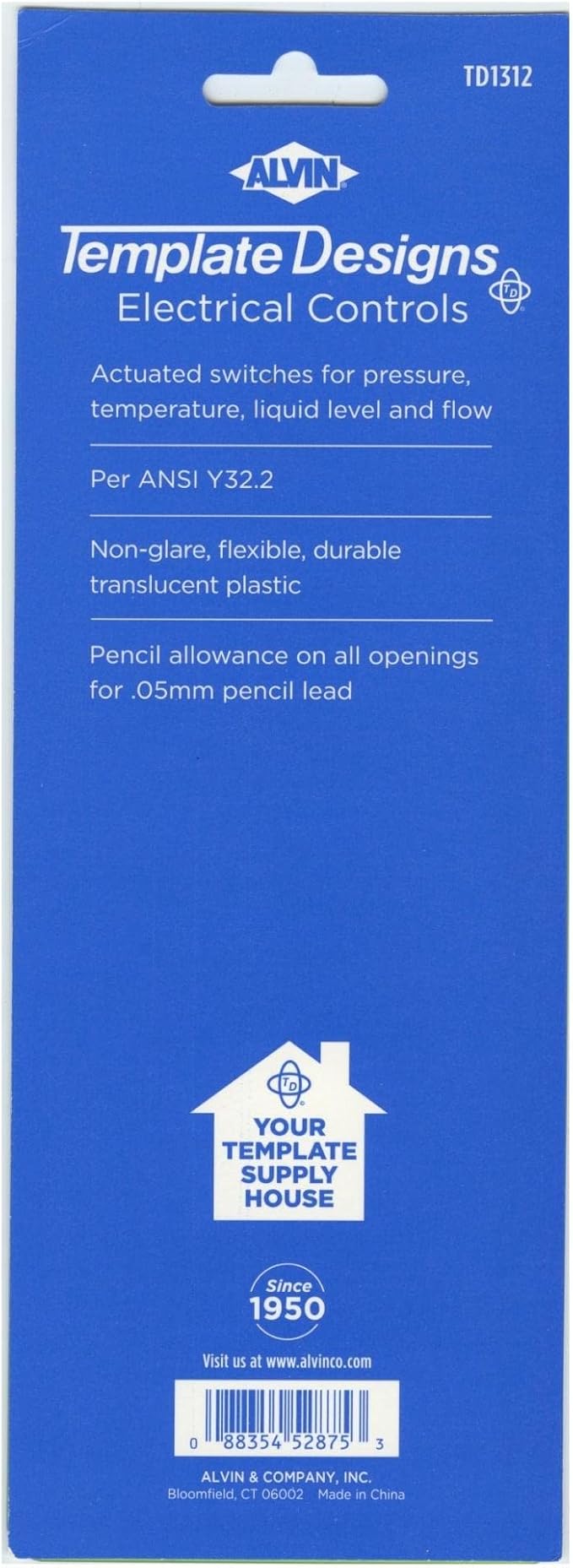 ALVIN TD1312, Electronic Controls Template, Design Tool for Students and Professionals Size: 3.75" x 8" x 0.03"