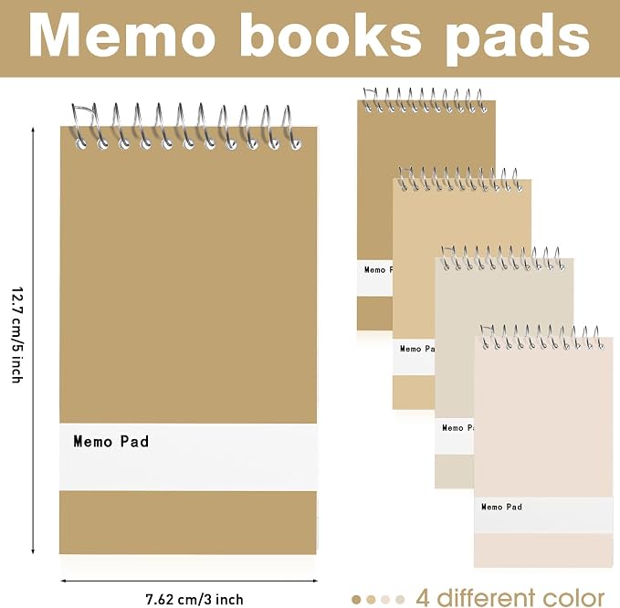 Thenshop 100 Pads Spiral Memo Pads Bulk 3 x 5 Inch Small Pocket Notepad Top Bound Lined 60 Sheets Mini Notebooks for School College Office Home Supplies (Colorful)