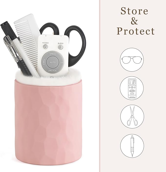 Mkono Plush Lined Eyeglasses Holder Protective Glasses Holder Stand Case Anti-scratch Glasses Storage Organizer, Pink