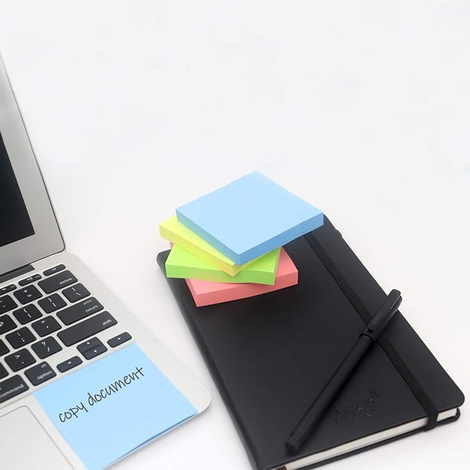 Sticky Notes 3x3, Self-Stick Notes, 36 Pads, 100 Sheets/Pad, Assorted Colors Stickies, Easy to Post Notes for Study, Works, Daily Life (36)