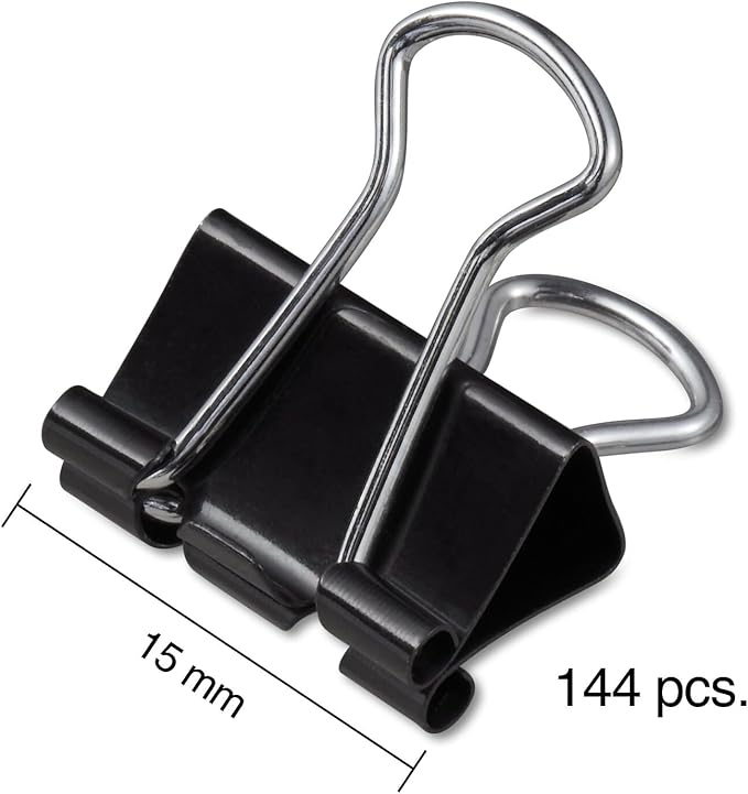 Staples Mini Binder Clips, 0.25" Capacity, Black, 144 Pack – Extra‑Small Clips for Receipts, Labels & Paper Sorting