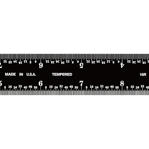 PEC Tools 12-inch Steel Ruler, High-Precision Metal Ruler, Stainless Steel, 16R Graduation (1/32", 1/64", 1/50", 1/100") High Contrast, Easy to Read Machinst Rule for Professionals, Made in USA