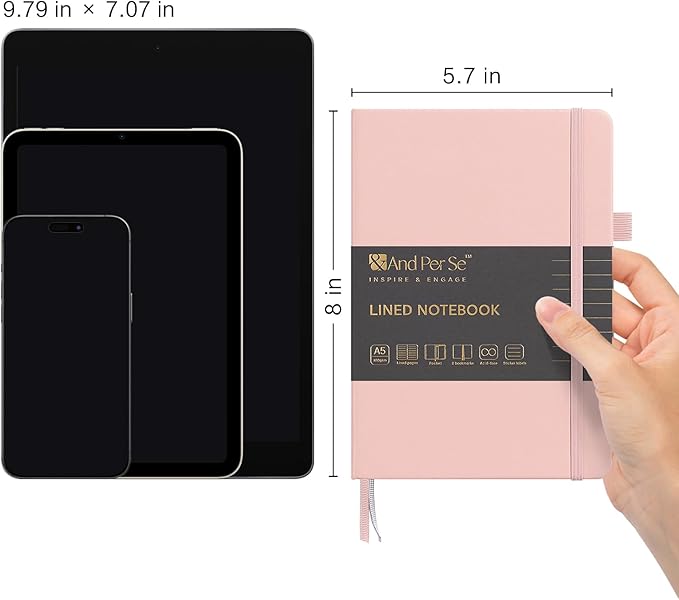 &And Per Se 10-Pack Lined Notebooks, A5 Hardcover, 160 Pages 100gsm Thick Paper, Office Supply Bulk Order, Corporate New Hire Kits, Breakroom Essentials – College Ruled, 10 Units (Pastel Colors)