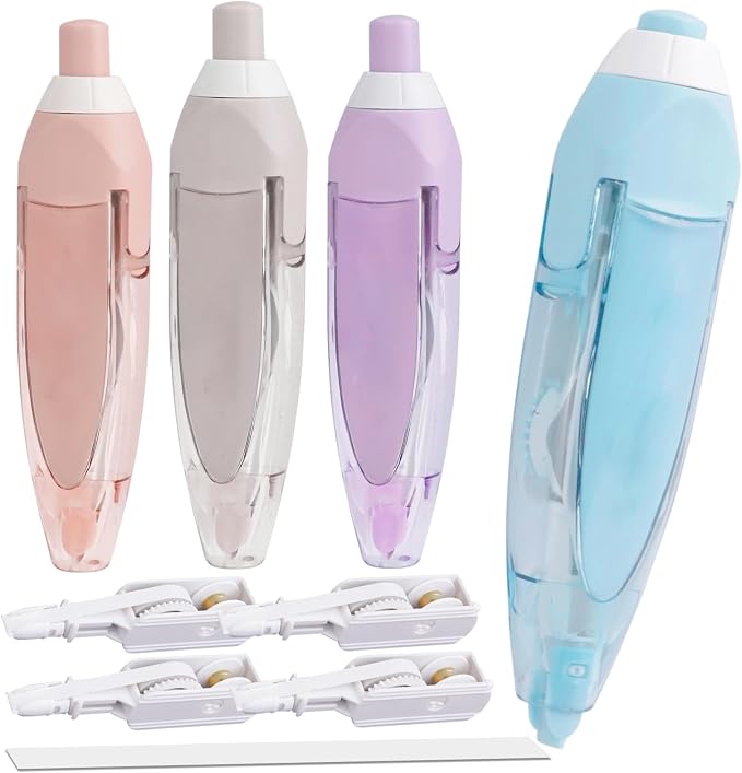 8Pcs Retractable White Out Tape Pen with 4 Refills for School Supplies | Correction tape pen set with 4 replacement, clean and easy to use, stationary supplies for school office student kids