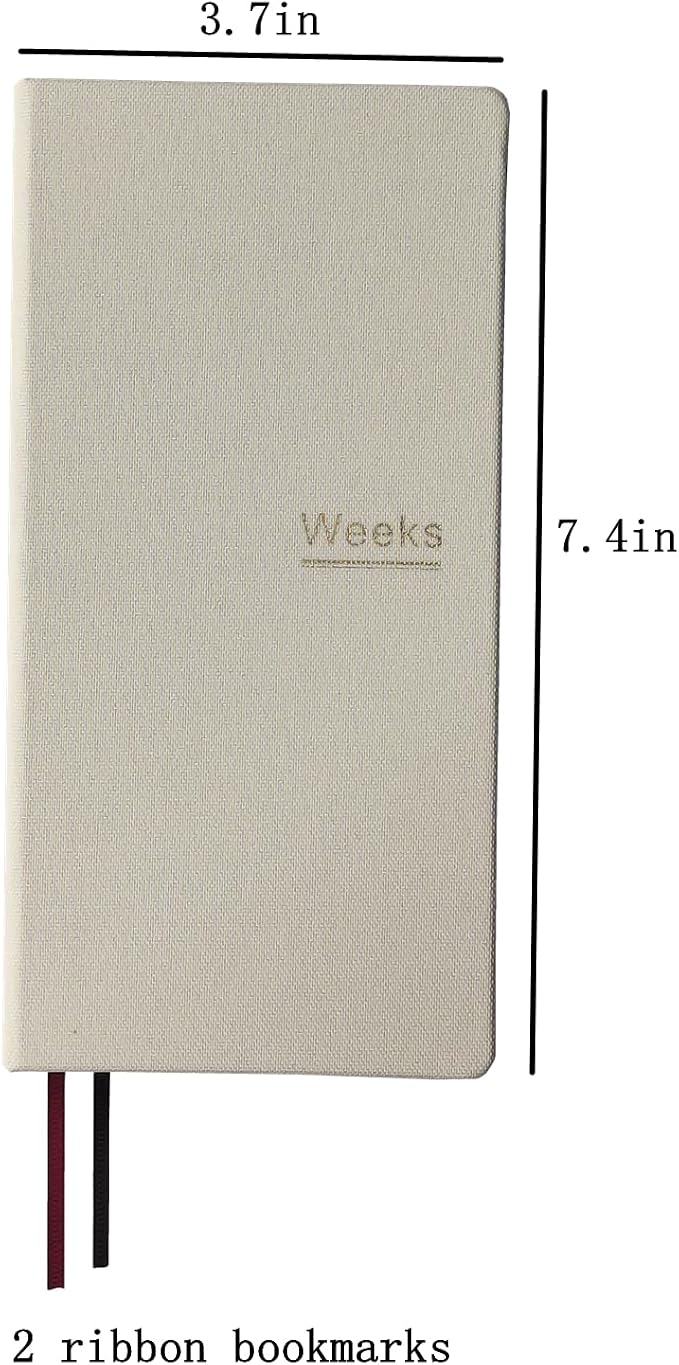 Undated Weekly Planner Notebook Pocket Organizer Appointment Book Journal Notebook A6 Week Plan Notepad (Beige with cover)