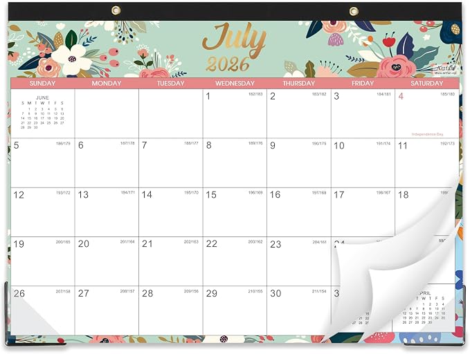 Desk Calendar/Calendar 2026-2027- Jul. 2026 - Dec. 2027 | 18 Monthly Desk/Wall Calendar 2026-2027,12" x 15", Thick Paper with Corner Protectors,