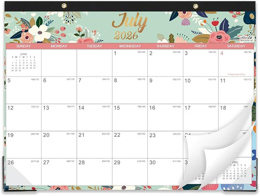 Desk Calendar/Calendar 2026-2027- Jul. 2026 - Dec. 2027 | 18 Monthly Desk/Wall Calendar 2026-2027,12" x 15", Thick Paper with Corner Protectors,