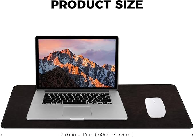 CHEERYGOO Leather Office Desk Pad Protector, Non-Slip PU Leather Desk Blotter, Waterproof Laptop Writing Mouse Pad for Office and Home,23.6"x 13.8" M Black
