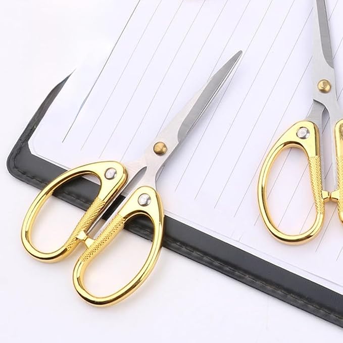5" All Stainless Steel Office Scissors,Ultra Sharp Blade Shears,Sturdy Sharp Scissor for Office Home School Sewing Fabric Craft Paper All Purpose Scissors Gold