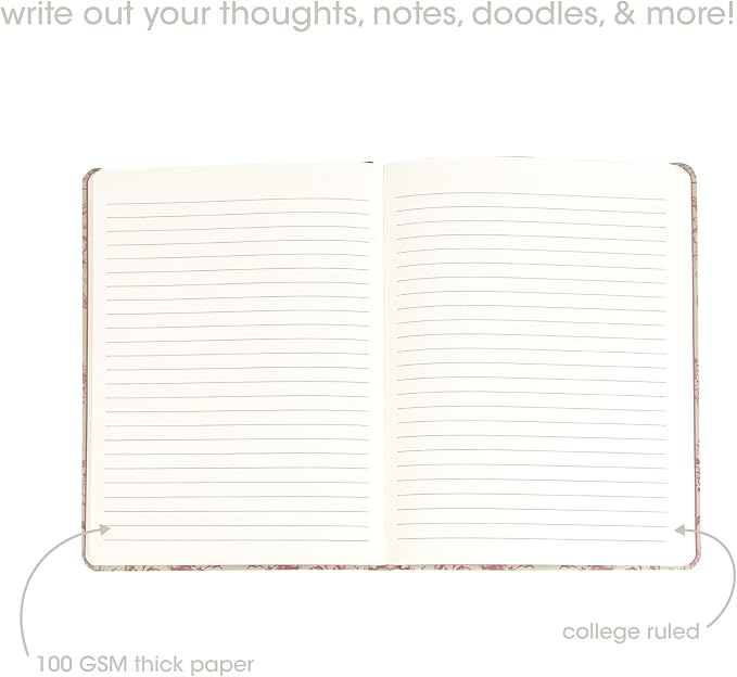Pearhead Hardcover Journal Notebook 6x8 – Red Toile Botanical Dragonfly Print College-Ruled Writing Journal with 200 Lined Pages for Notes, Work & Journaling