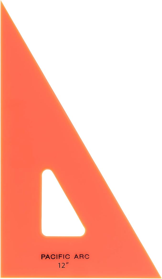 Pacific Arc Drafting Triangle, 12-inch, 30/60/90 Degrees, Fluorescent Orange