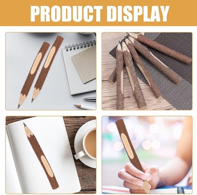 Tofficu 10Pcs Mini Wood Rustic Birch Tree Twig Pencils Natural Wooden Tree Bark Pencils for Kids Drawing Art Supplies 5.12 Inch