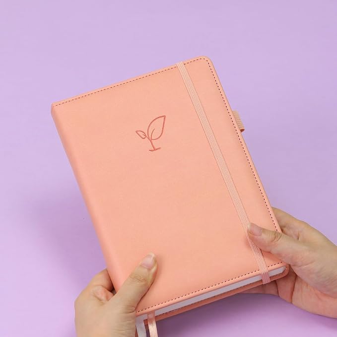 Hoci Poci 400 Pages Lined Journal Notebook, 5.8" x 8.4", Pink | Thick Journal for Writing, A5 Hardcover Leather Notebook with 100Gsm College Ruled Paper for Women Men Work Note taking