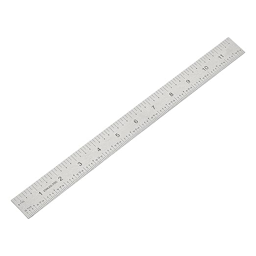 12 Inch Machinist Ruler Set - 2 Pack Stainless Steel Precision Double Sided Ruler with 1/64, 1/32, 1/16 & 1/8 Inch Graduations, Etched Markings - for Engineers,Woodworking and DIY (2, 12 Inch)