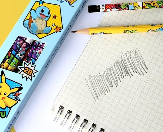 Pikachu Pencils with Eraser, 2B Triangular Pencils 12 Count (Blue)