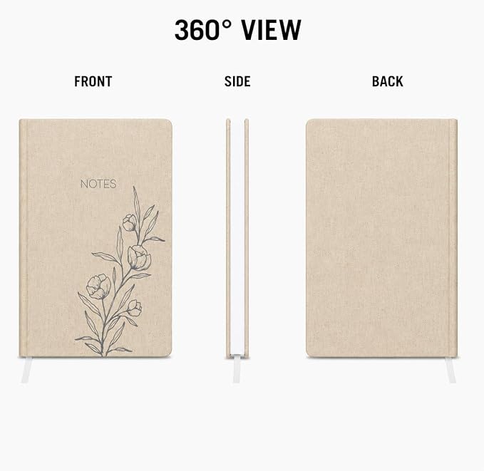 WORLD TRAVELER Large Lined Journal Notebook 256 Ruled White & Ivory Pages | Lay-Flat Binding, Gilded Page Edges Resist Wear, Reinforced Square Corners, Bleed-Resistant Smooth Paper
