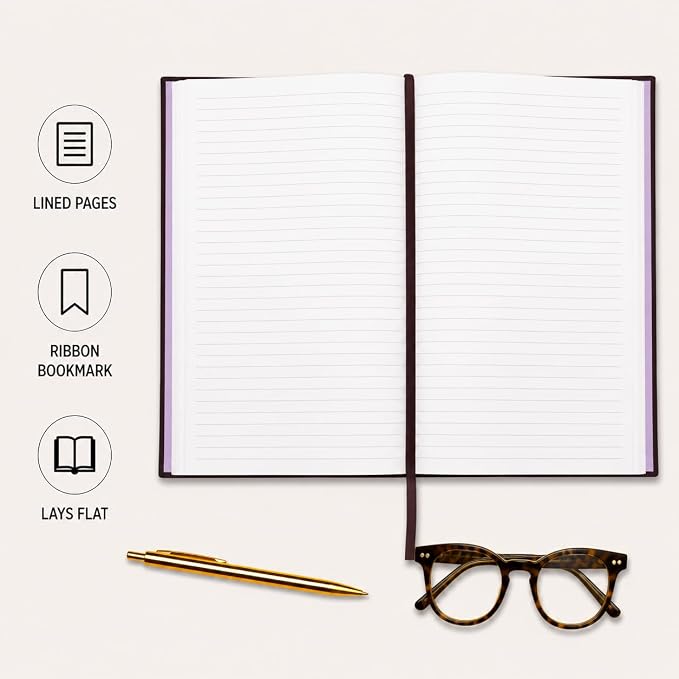 WORLD TRAVELER Large Lined Journal Notebook 256 Ruled White & Ivory Pages | Lay-Flat Binding, Gilded Page Edges Resist Wear, Reinforced Square Corners, Bleed-Resistant Smooth Paper