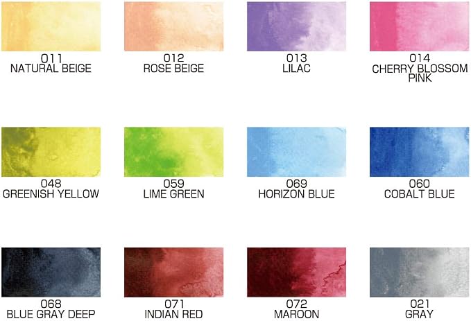 Kuretake GANSAI TAMBI Watercolor Paint Set 12 Colors Set - Nuance Color, Professional-Quality, for Artists, Beginners, kids, Non-Toxic, Made in Japan