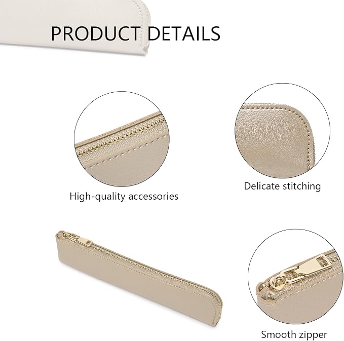 Slim Pencil Case Small Pencil Pouch Pen Case (Pearl White Tea/FL)