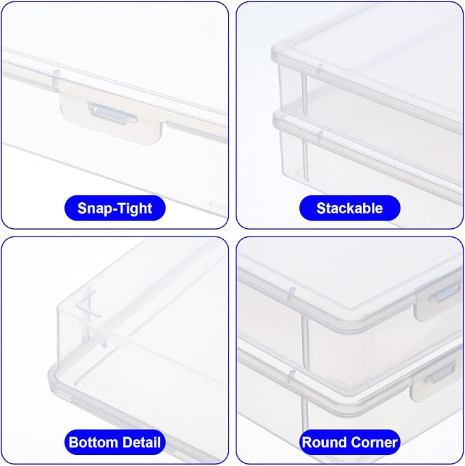 3 Pack Clear Plastic Storage Box with Flap Lid, Multipurpose A4 Size Craft Organizer for Art Supplies, Pencils, Markers, and Document Storage, 12.8 x 9.3 x 2.1 Inches