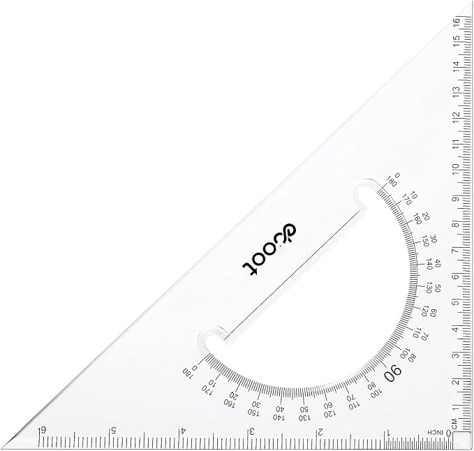 EBOOT 2 Pack Large Transparent Triangle Ruler Set Square Plastic, 30/60 and 45/90 Degrees Angle Drafting Quilting Drawing Tool School Classroom Office Triangular Rulers(Clear)