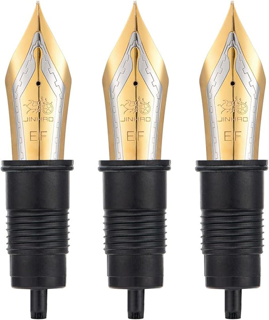 Set of 3 Jinhao X159, 1935 and 9019 Fountain Pen Replacement Extra Fine Nib Parts Gold Trim