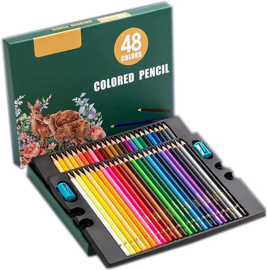 48 Colors Artist Colored Pencils Set for Adult Coloring Books, Soft Core, Professional Numbered Art Drawing Pencils for Sketching Shading Blending Crafting