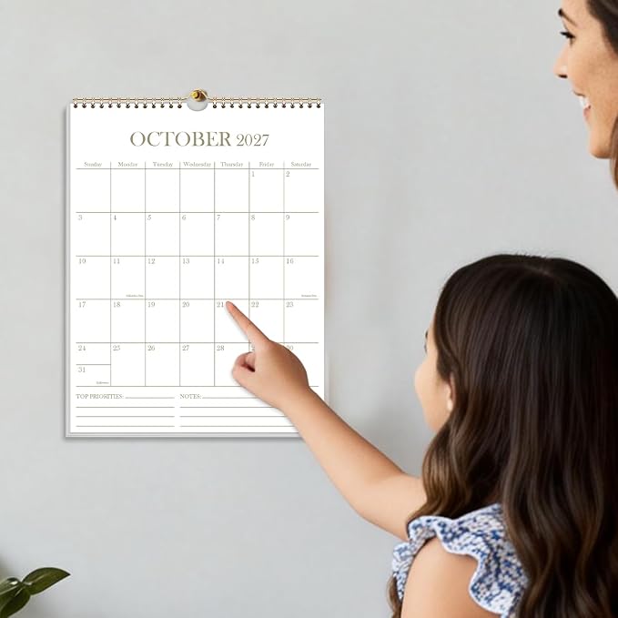 2026-2027 Wall Calendar - 18 Months Calendar from July 2026 - December 2027, Calendar 2026-2027 with Thick Paper, 8.5" x 11", Vertical Calendar, Golden